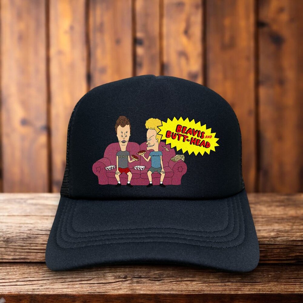 Beavis And Butthead Unisex Trucker Hat Black Snapback 90s Animated Baseball Cap